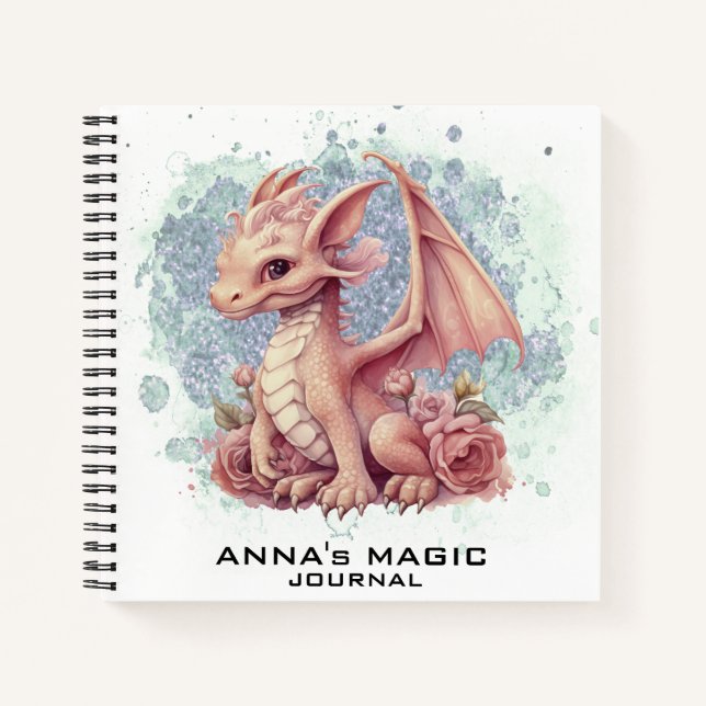 *~* Manifest Law Attraction Niedlich Baby Dragon A Notizbuch (Vorderseite)
