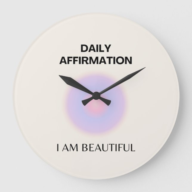 Manifestation der täglichen Affirmationen Große Wanduhr (Vorderseite)
