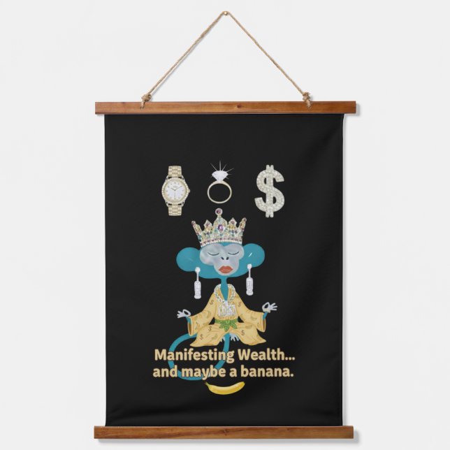 manifesting wealth wandteppich mit holzrahmen (Vorderseite)