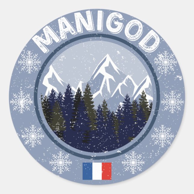 Manigod Skistation Runder Aufkleber (Vorderseite)