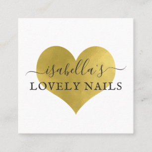 Maniküre Nail Salon Gold Foil Herzbuch Quadratische Visitenkarte