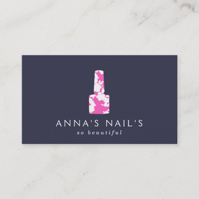 Maniküre Pink Floral Nail Polnisch, Nagelsalon Visitenkarte (Vorderseite)