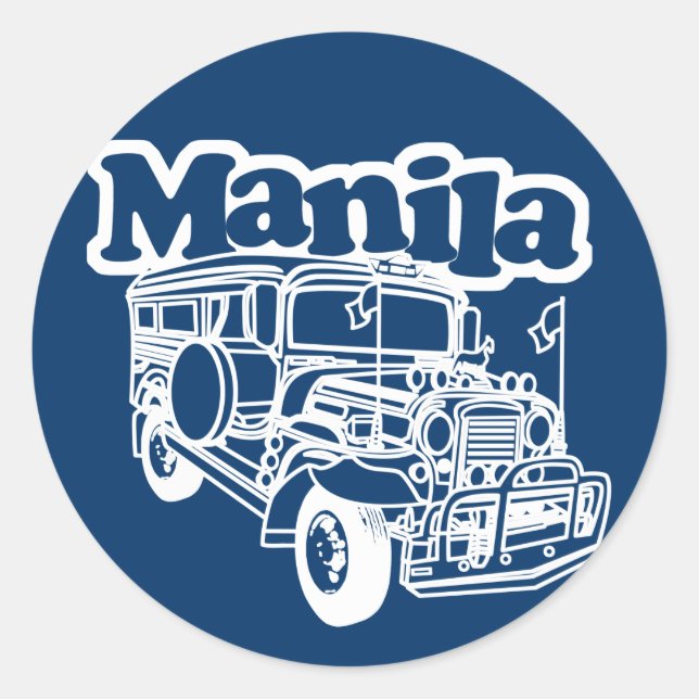 Manila Jeepney Runder Aufkleber (Vorderseite)
