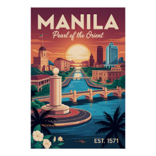 Manila Philippinen Retro-Reiseplakat Kunst Poster