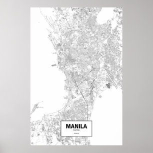 Manila, Philippinen (Schwarzes auf Weiß) Poster