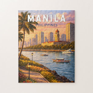 Manila Philippinen Skyline Illustration Reise Kuns