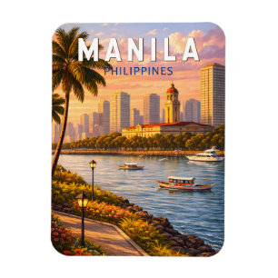 Manila Philippinen Skyline Illustration Reise Kuns Magnet