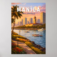 Manila Philippinen Skyline Illustration Reise Kuns
