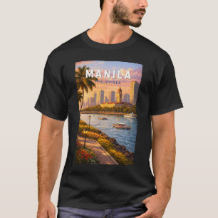 Manila Philippinen Skyline Illustration Reise Kuns T-Shirt