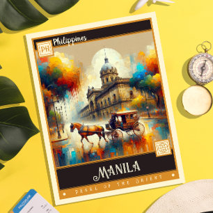 Manila, Philippinen Vintage-Gemälde Postkarte
