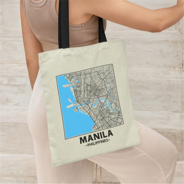Manila, Philippines, City Map Tote Bag Tragetasche (Von Creator hochgeladen)