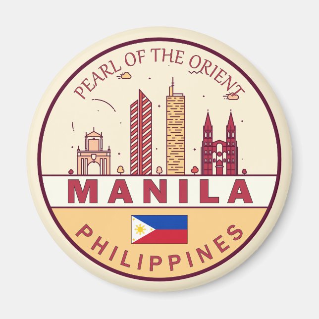 Manila Philippines City Skyline Emblem Magnet (Vorne)