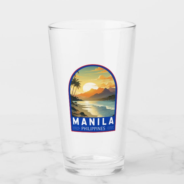 Manila Philippines Reisen Kunst Vintag Glas (Vorderseite)