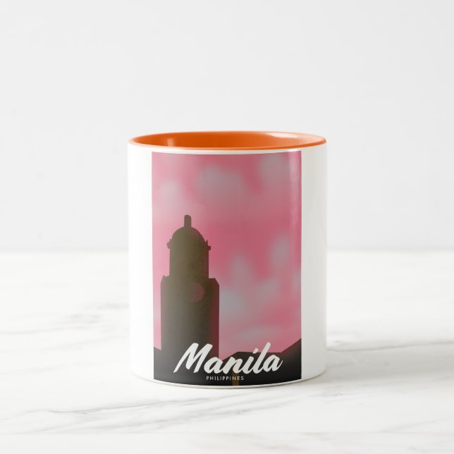 Manila Philippines Reiseplakat. Zweifarbige Tasse (Mittel)