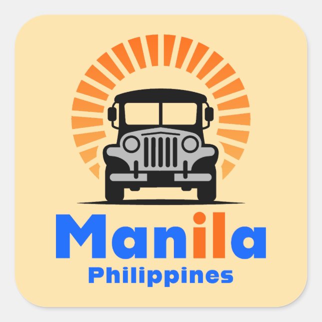 Manila Philippines Southeast Asia Quadratischer Aufkleber (Vorderseite)