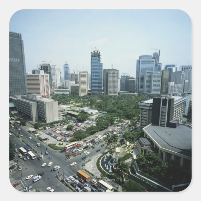 Manila Skyline Quadratischer Aufkleber (Vorderseite)