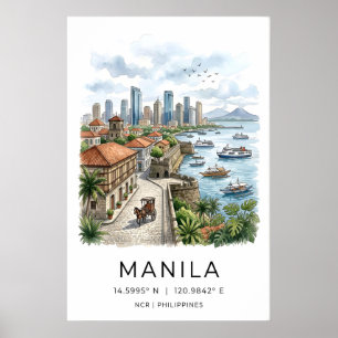 Manila-Stadtbild-Wandkunst - Goldene Stunde, Pferd Poster