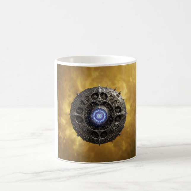 Manipulated Julia Fractal On Gold Background Kaffeetasse (Mittel)