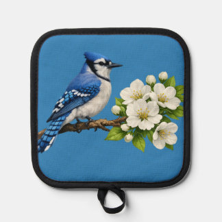 Manique Blue Jay with White Blossoms