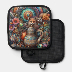 Manique Boho Fox Raccoon Floral Design