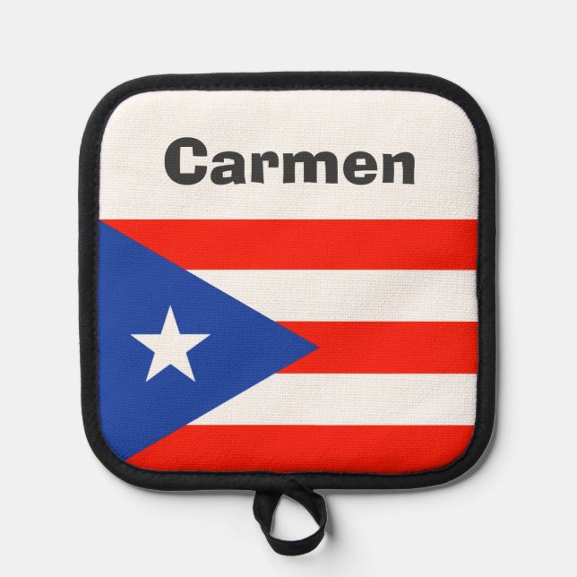 Manique Boricua Porto Rico Drapeau Four Mitt et Pot Holder (Recto)
