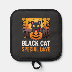 Manique Chat noir spécial amour design citrouille Hallowee