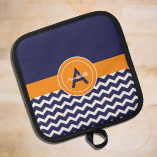 Manique Chevron bleu foncé orange