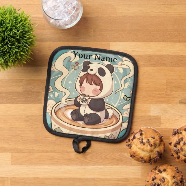 Manique Chibi Panda Brew Heat Resistant Oven Mitt (De haut en bas)