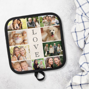 Manique Collage photo d'amour familial Blanc personnalisé
