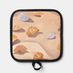 Manique Coquillages dans le Sable   Aquarelle Océan Plage