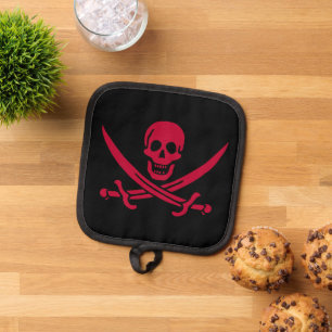 Manique Crâne et épées de Crimson Drapeau pirate de Calico