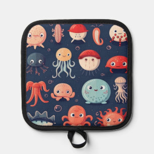 Manique Créatures marines, poissons, accessoire de cuisine