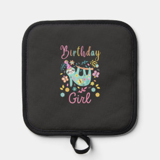 Manique Cute Sloth Floral Girls Birthday Party T-Shirt
