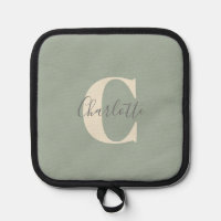 Élégant Monogramme moderne Nom dans Sage Green