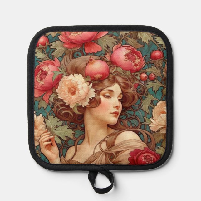 Manique Floral Fruit Woman Pot Holder (Recto)