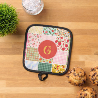 Manique Gingham Floral Berry Courte Monogramme