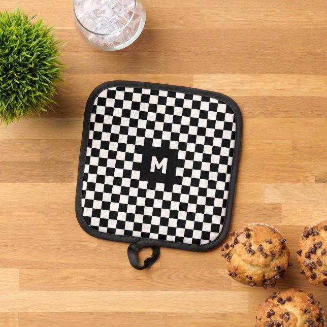 Manique Monogramme simple en carton noir et blanc (De haut en bas)
