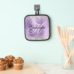 Manique Pailleté Argent Clair Monogramme Fantaisie Feuille