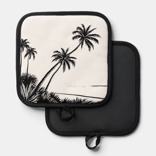 Manique Palm Tree Plage Noire & Blanc Côte (Recto/Verso)