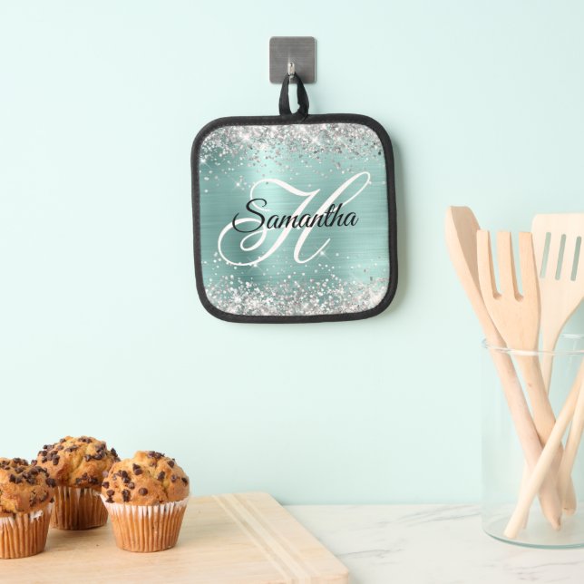 Manique Parties scintillant Argent Pale Turquoise Foil Fan (In situ (suspendu))