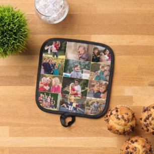 Manique Personnalisé 12 Famille Photo Collage Or Monogramm
