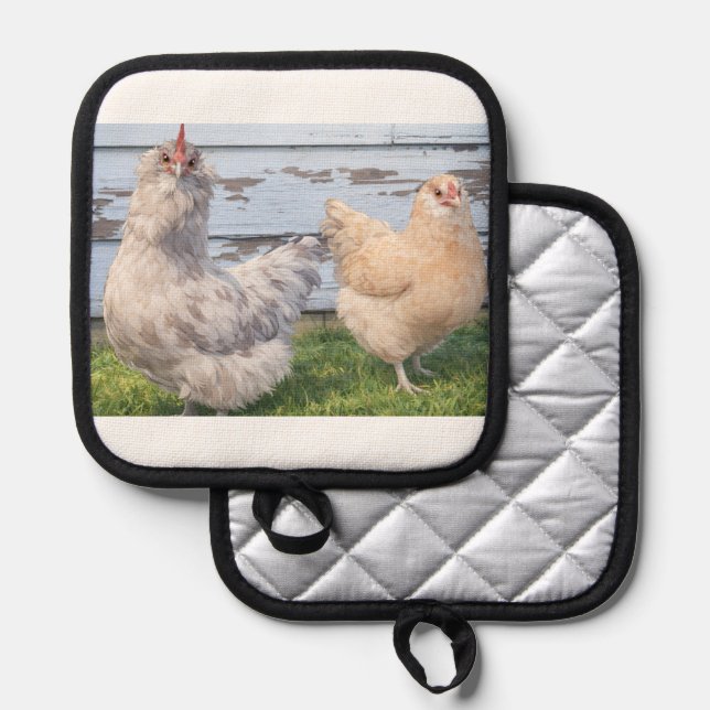 Manique Porte-pot Deux Poules Ferme (Recto/Verso)