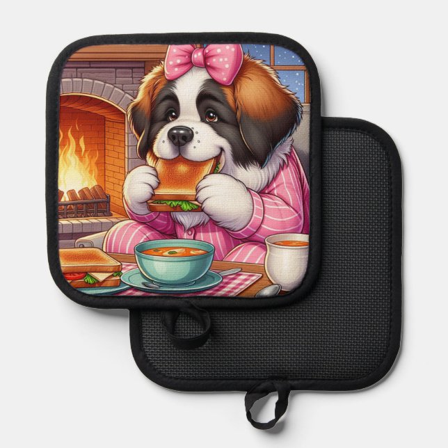 Manique Pot Holder W/ Saint Bernard (Recto/Verso)