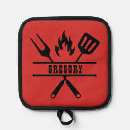 Manique Tablier de grillade rouge personnalisé