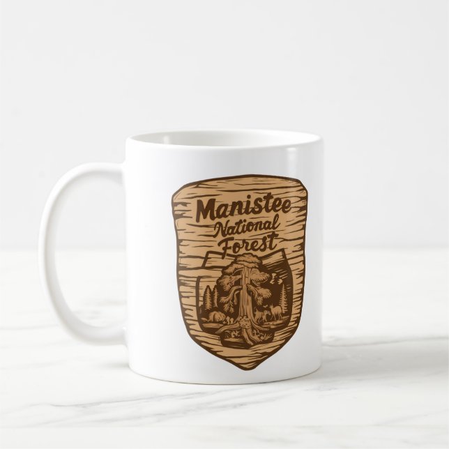 Manista National Forest Holz Emblem Custom Kaffeetasse (Links)