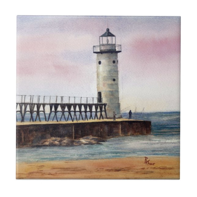 Manistee NordPierhead Leuchtturm-Fliese Fliese (Vorderseite)