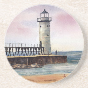 Manistee NordPierhead Leuchtturm-Untersetzer Getränkeuntersetzer
