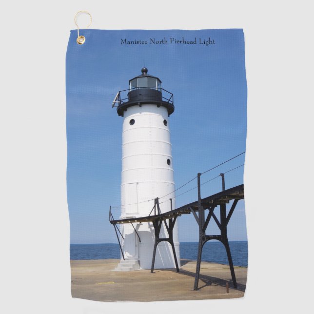 Manistee North Pierhead Golf Handtuch (Vorderseite)