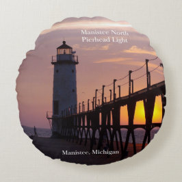 Manistee North Pierhead Helles Rundkissen Rundes Kissen