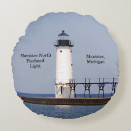 Manistee North Pierhead Helles Rundkissen Rundes Kissen